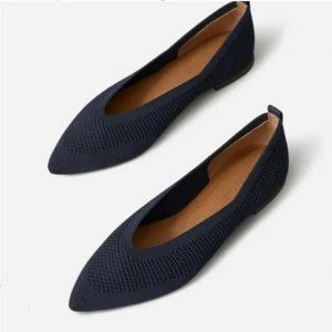 Everlane Black ReKnit pointed toe flat shoe, Size 10 NWOT